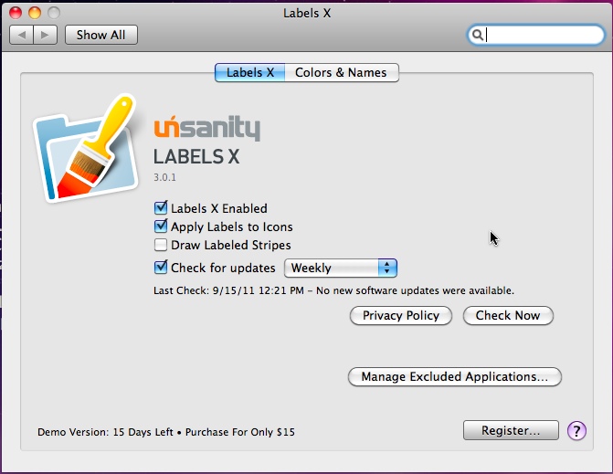 Labels X Installer 3.0 : Main window