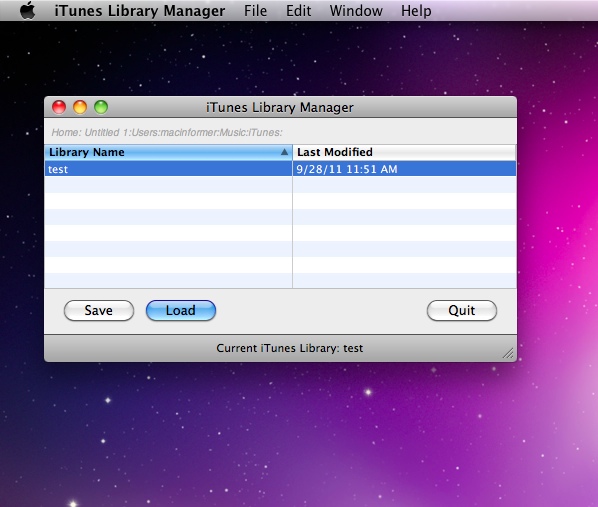 iTunes BackUp Library Manager 5.3 : Main window