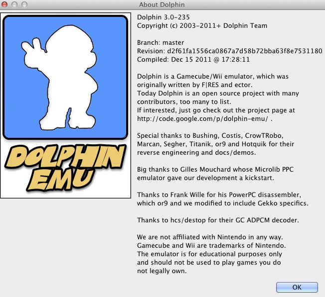 Dolphin 3.0 : About window