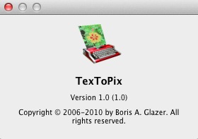 TexToPix 1.0 : About window