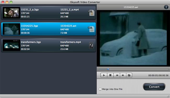 iSkysoft 3GP Video Converter 2.0 : Main window