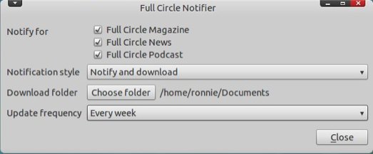 Full Circle Notifier 1.0 : Main window