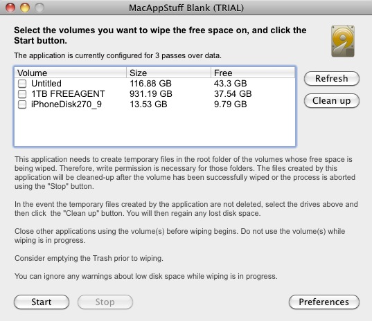 MacAppStuff Blank 1.0 : Main window