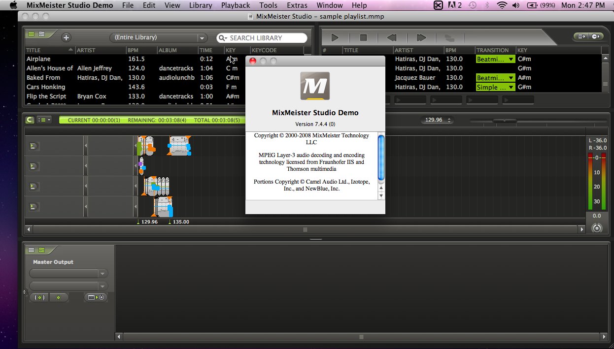 MixMeister Studio 7.4 : Main window