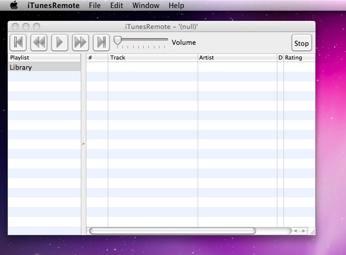 iTunesRemote 0.2 : Main window
