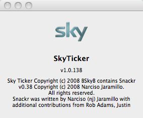 SkyTicker 1.0 : Main window