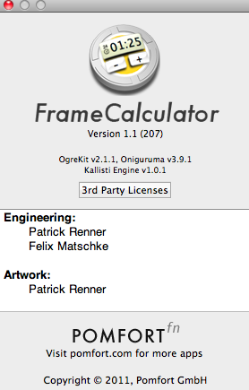 FrameCalculator 1.1 : Program version