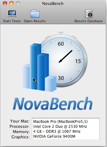 NovaBench 1.0 : Main window