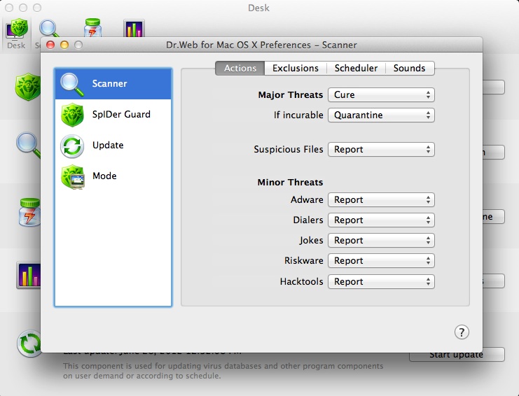 Dr.Web for Mac OS 6.0 : Preferences