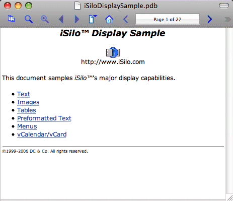 iSilo 5.2 : Sample Text
