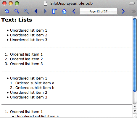 iSilo 5.2 : Lists