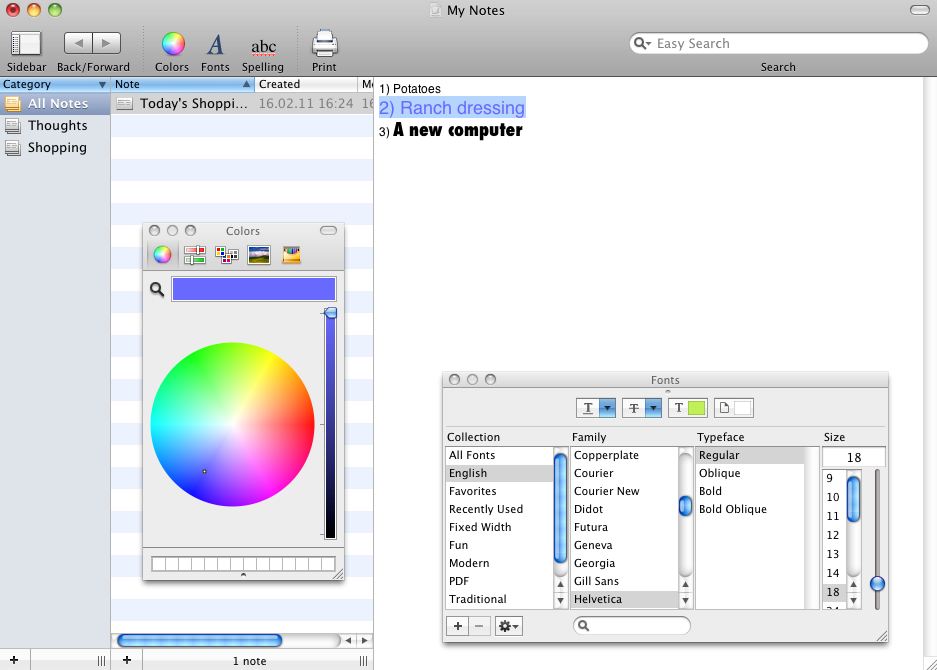 Mac Notepad 9.5 : Notes Editing