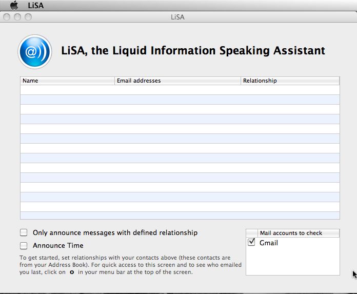 LiSA the speaking email assistant 13.0 : Main window