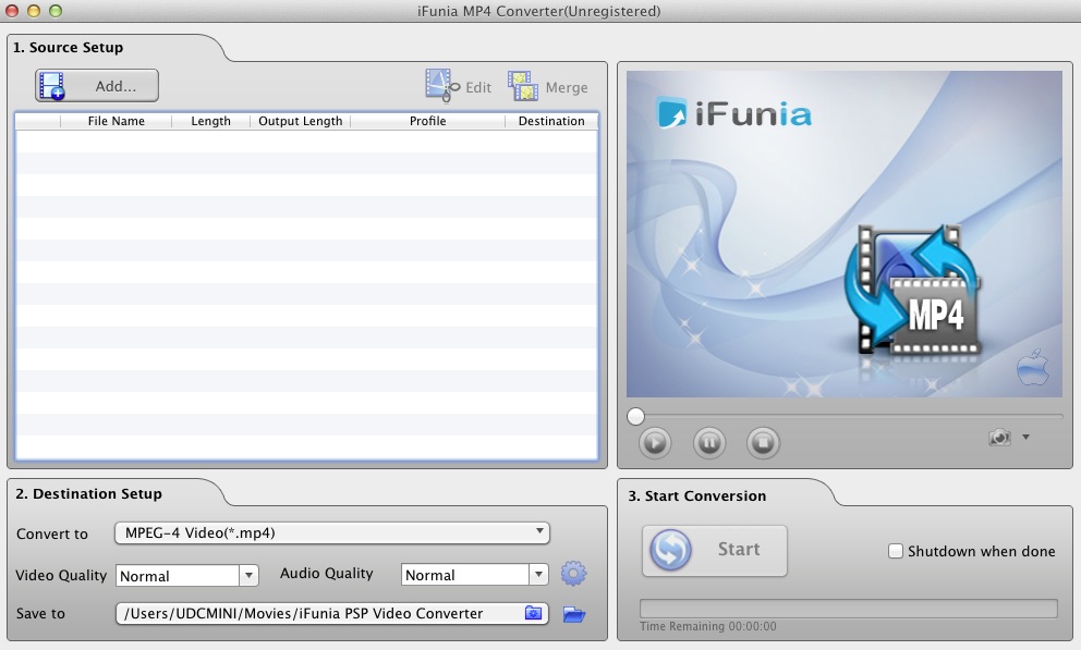 iFunia MP4 Converter 2.9 : Main window