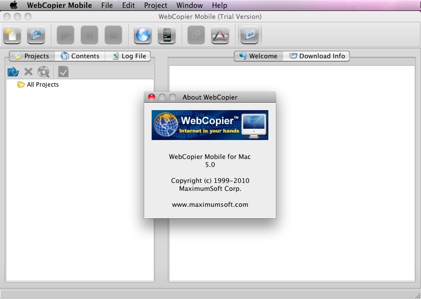 WebCopier Mobile 5.0 : Main window