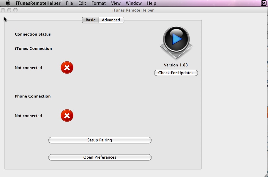 iTunesRemoteHelper 1.8 : Main window