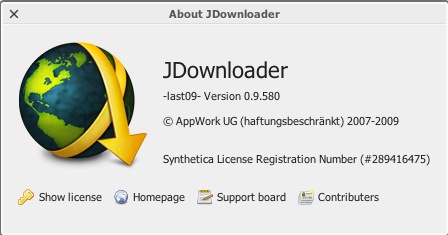jDownloader 0.9 : About window