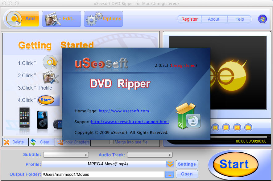 uSeesoft DVD Ripper 2.0 : Main Window