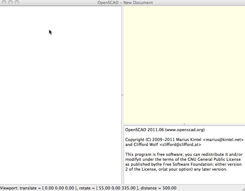 OpenSCAD 2011.0 : Main window