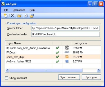 AASync 3.5 : Main window