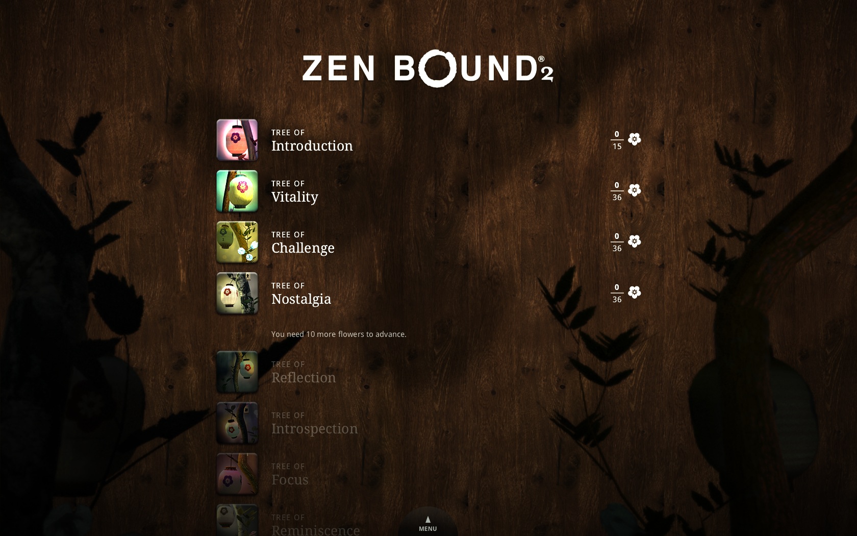 Zen Bound® 2 2.2 : Menu