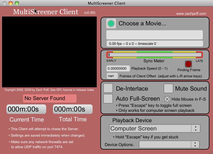 MultiScreener Client 0.9 : Main Window