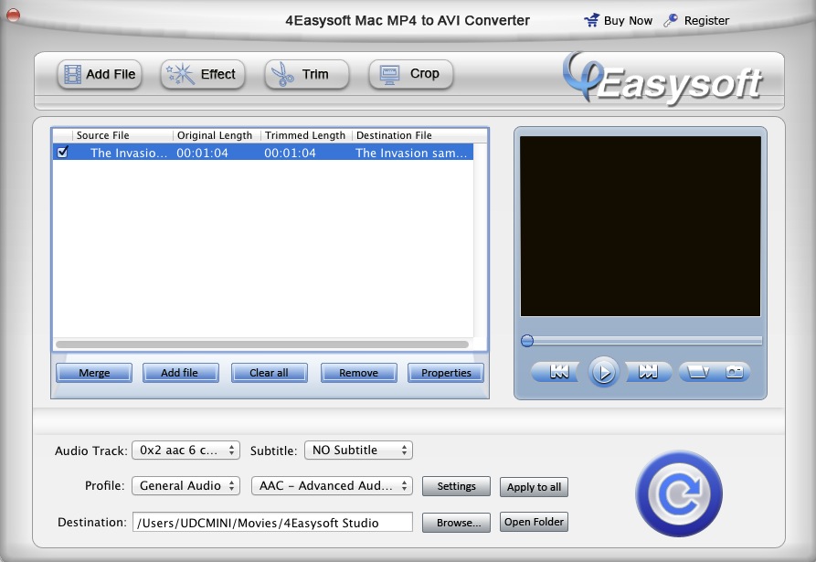 4Easysoft Mac MP4 to AVI Converter 3.2 : Main window