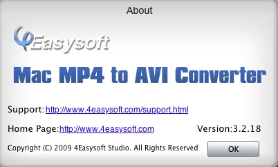 4Easysoft Mac MP4 to AVI Converter 3.2 : About window