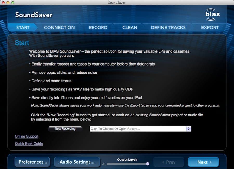 SoundSaver 1.0 : User Interface