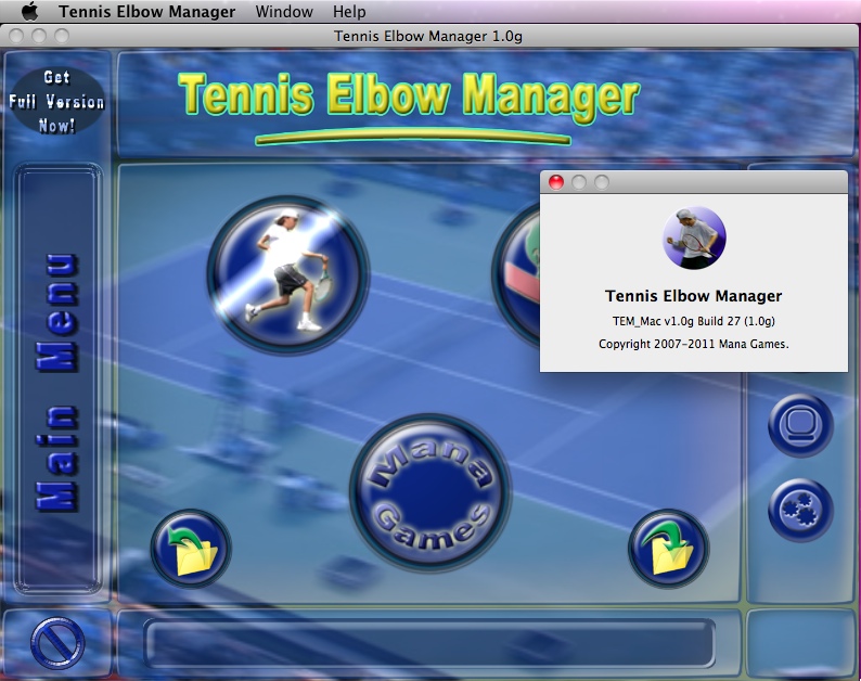 Tennis Elbow Manager 1.0 : Main window