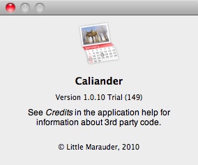 Caliander 1.0 : About Window