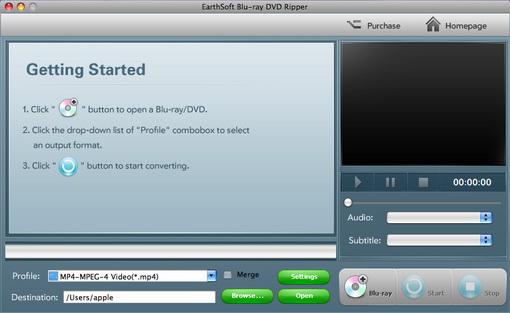 EarthSoft Blu-ray DVD Ripper 1.0 : Main Window