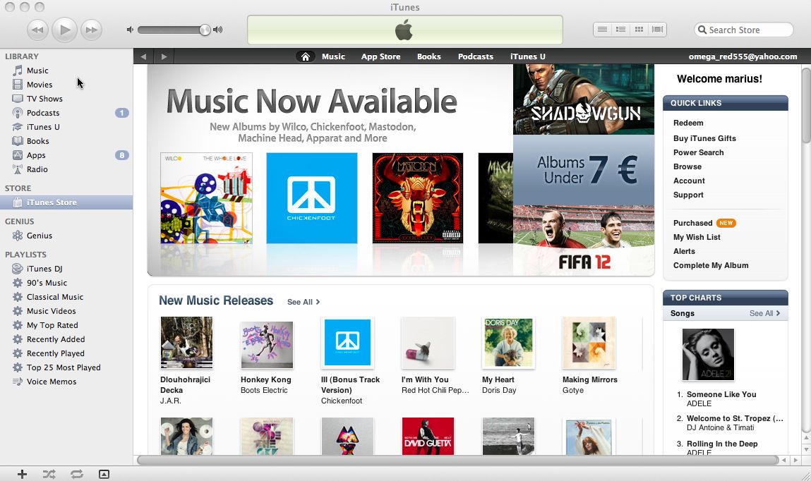 iTunes 10.4 : Main window