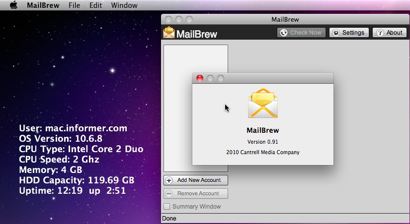 MailBrew 0.9 : Main window