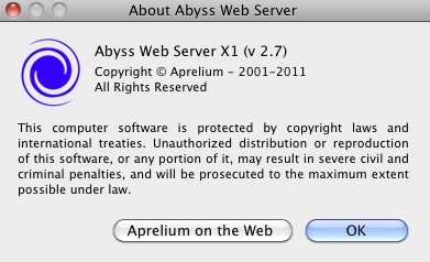 Abyss Web Server 2.7 : About window
