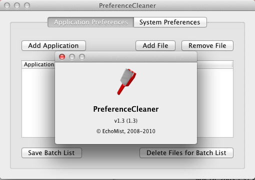 Preference Cleaner 1.3 : Main Window