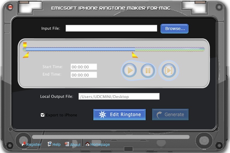 Emicsoft iPhone Ringtone Maker for Mac 3.1 : Main window