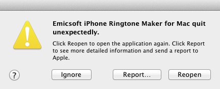Emicsoft iPhone Ringtone Maker for Mac 3.1 : Crash