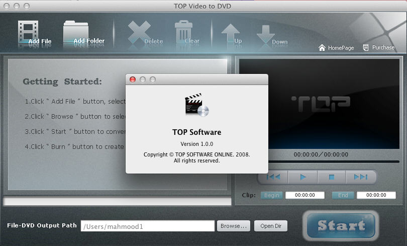 TOP Video to DVD 1.0 : Main Window