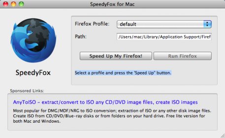 Select the Firefox profile and speed up the browser