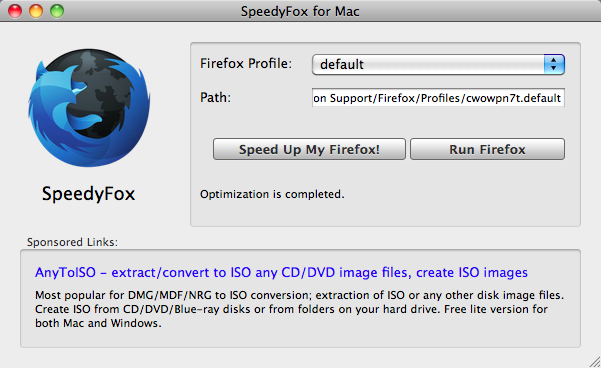 SpeedyFox 1.6 : Optimization complete