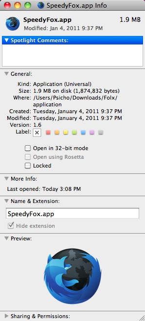 SpeedyFox 1.6 : Application Information