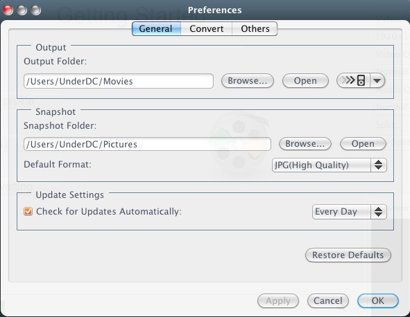 4Media HD Video Converter 6.6 : Preferences