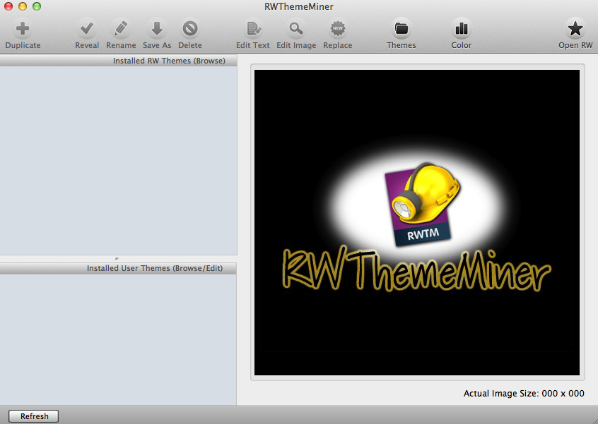 RWThemeMiner 2.6 : Program Window