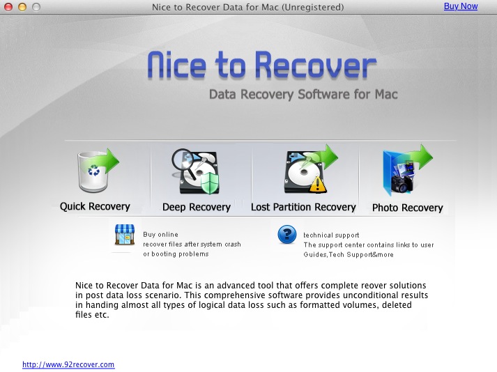 Nice to Recover Data for Mac 2.5 : Main window