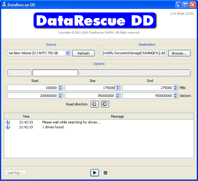 DataRescue DD 1.0 : Main window