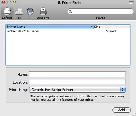 IU Printer Finder 2.0 : Main Window
