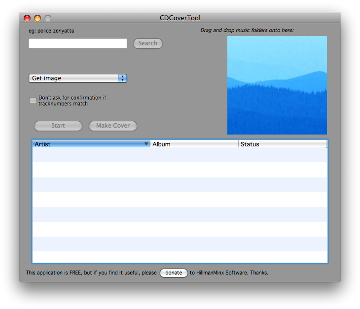 CDCoverTool OSX 1.2 : Main interface