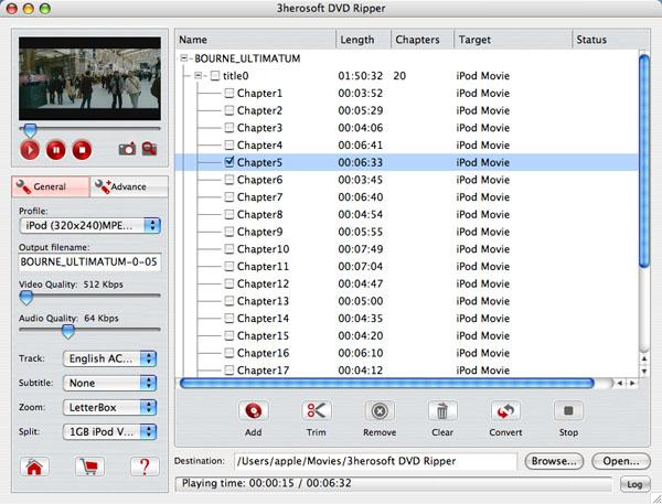 3herosoft DVD Ripper 3.0 : Main Window