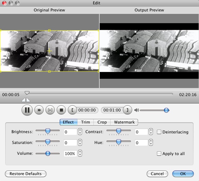 Tipard PSP Video Converter for Mac 3.6 : Editor